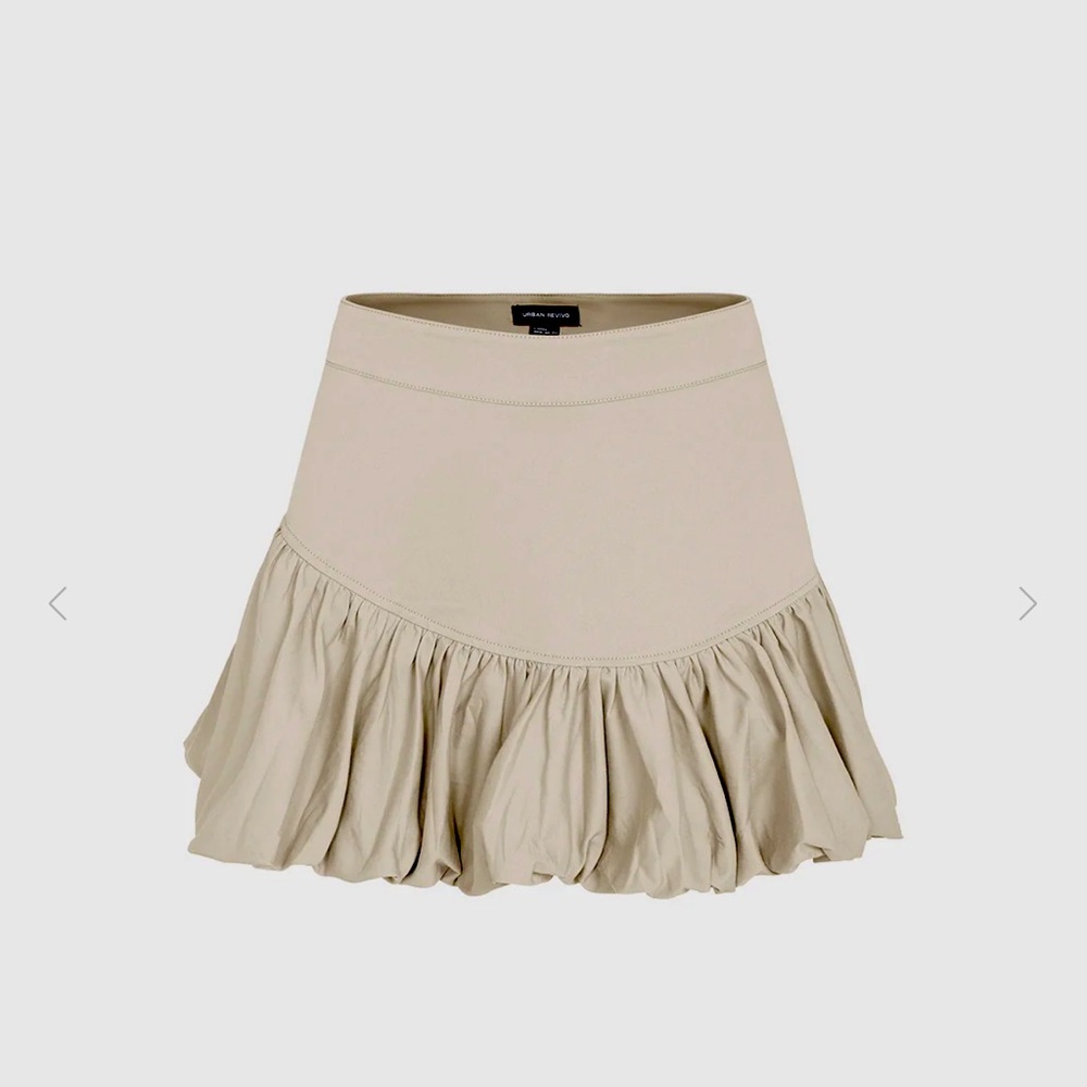 Urban Revivo Bubble Hem Mini A-Line Skirt, Size XXXL, Khaki Grey, NWT